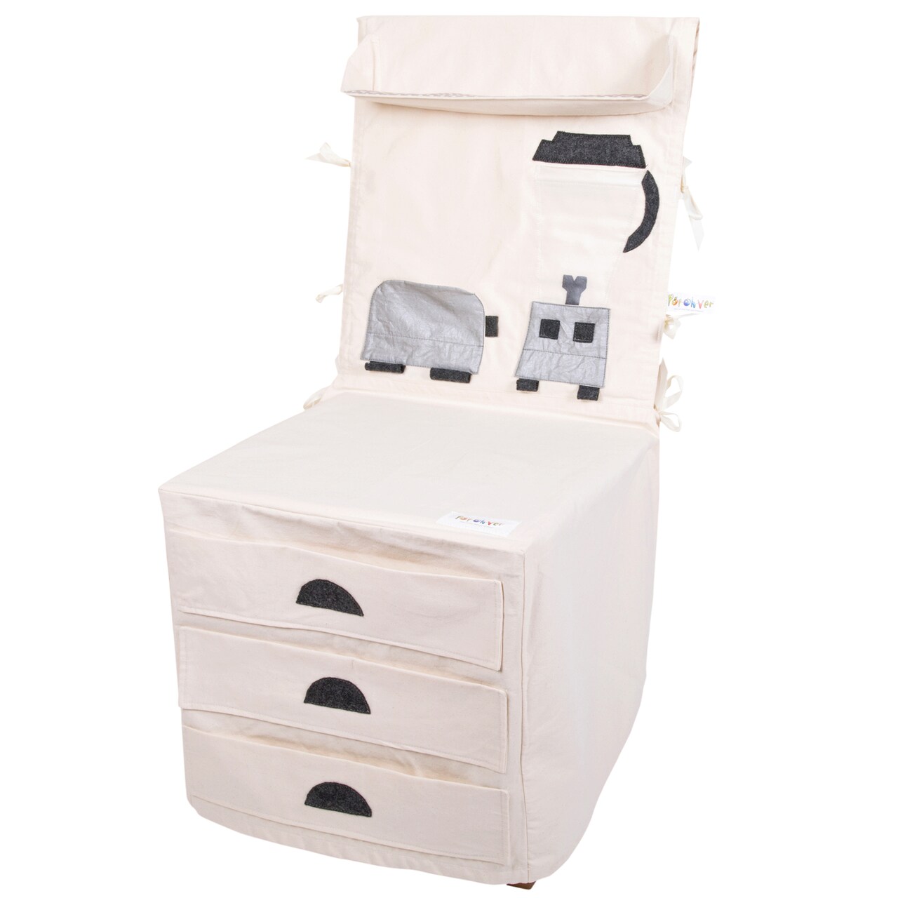 PopOhVer Pretend Play Kitchen Counter Play Set - Innovative Canvas Design Chair Cover